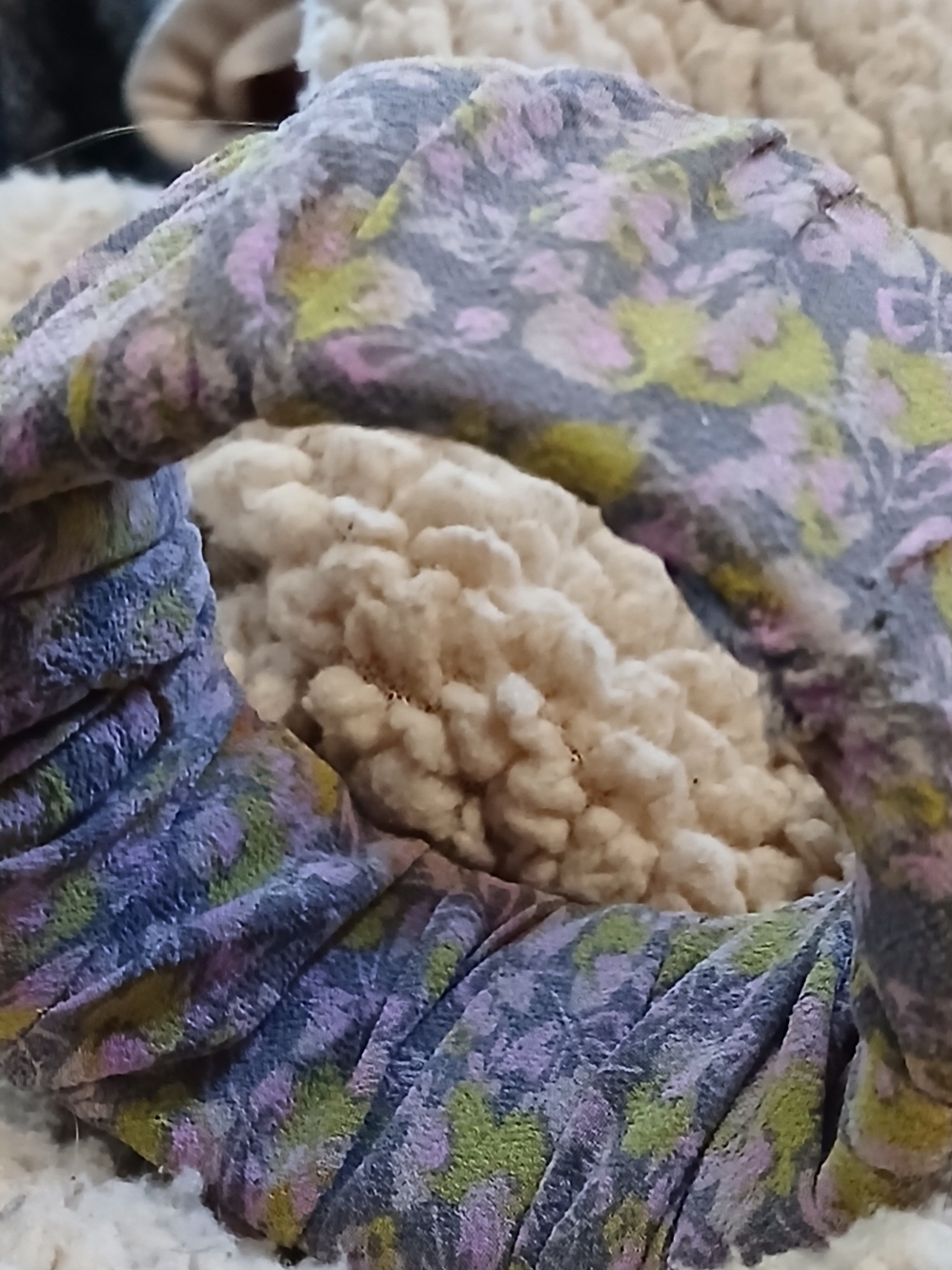 Handmade Floral Twisted Fabric Bracelet in Purple and Olive Green Small